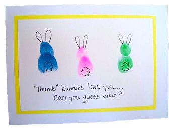 LollyChopsbunnyprintcard Thumbprint Crafts, Diy Easter Cards, Thumbprint Art, Fun Easter Crafts, Easter Preschool, Thumb Prints, Spring Craft, Daycare Crafts, Easter Art