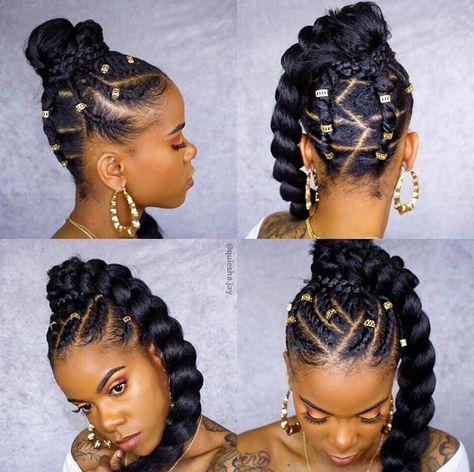 Pretty Ponytail, Natural Updo, Braids Ideas, Loc Extensions, Braids Styles, Natural Afro Hairstyles, Ethnic Hairstyles, Hair Idea, Wakanda Forever