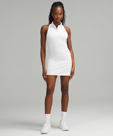 Made To Move. This Lightweight, Unlined Polo-Collar Tennis Dress Gives You Support And Comfort To Match Your Momentum On And Off The Court. Designed For Tennis. Intended To Provide Medium Support For A B/c Cup:tight Fit Contours Your Body:falls To Just Above The Centre Of The Kneecap:intended For Medium-Impact Activities. Built-In Shelf Bra For Added Support And Coverage. Pockets For Optional, Removable Cups. Racerback Shape Allows For Full Range Of Movement. Dress Is Unlined. For Additional Coverage On The Court, Wear With A Pair Of Tight Shorts (Sold Separately). | Lightweight Sleeveless Polo Tennis Dress Tennis Lululemon, Polo Tennis Dress, Lululemon Dress, Social Impact, Tennis Dress, Shorts With Tights, A B C, Shelf Bra, The Court