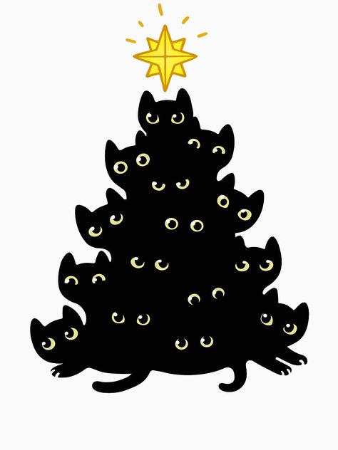 Christmas Tree Silhouette, Merry Christmas Cat, Christmas Wallpaper Backgrounds, Emoji Drawing, Cat Christmas Gift, Christmas Classic, Cartoon Black, Cat Lover Shirt, Meowy Christmas