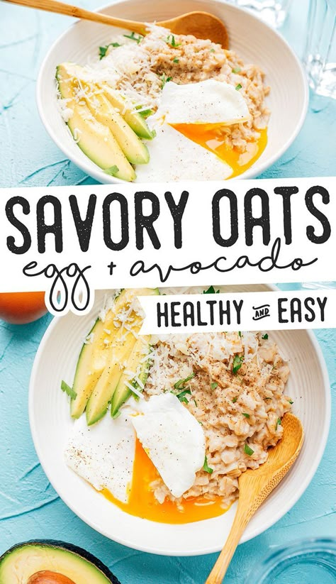 This Savory Oatmeal recipe is healthy, delicious, and so unique! With sliced avocado, parmesan cheese, and a poached egg, this is a vegetarian breakfast that will revolutionize your whole morning routine. #healthy #breakfast #vegetarian #oatmeal Savory Oatmeal Healthy, Savory Healthy Breakfast, Oatmeal For Dinner, Avocado Breakfast Recipes, Keto Mozzarella Sticks, Avocado Oatmeal, Lazy Keto Recipes, Savory Oats, Savory Oatmeal Recipes