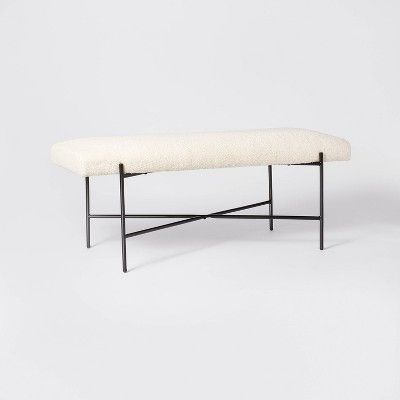 Studio Mcgee Ottoman Target, Sherpa Bench Entryway, Target Bench, Sherpa Bench, Entryway Bench Modern, Boucle Bench, Mcgee Target, Accent Bench, Contrast Design