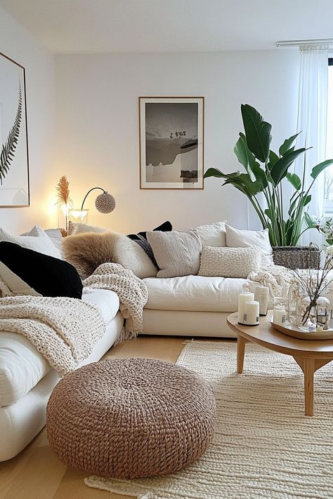 Transform your small space into a cozy retreat with these 30 Cozy Apartment Living Room Decor Ideas You’ll Want to Try! Perfect for creating warmth and style in any apartment, these ideas include soft throw blankets, plush pillows, and ambient lighting with fairy lights or table lamps. Aesthetic 1 Bedroom Apartment, Cozy Condo Aesthetic, Charleston Apartment Aesthetic, Cozy Minimalist Apartment Aesthetic, Apartment Set Up Ideas, Apartment Couch Ideas, Apartment Aesthetic Cozy Living Room, Cute Living Room Ideas For Apartments, Minimalist Apartment Aesthetic