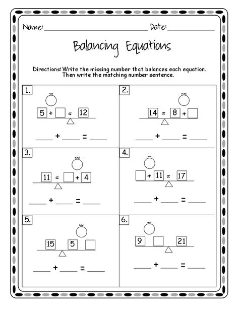 FREE Balancing Addition Equations Worksheet and fun video chant! Balanced Math, Simplifying Algebraic Expressions, Balancing Equations, Kid Book, Scientific Thinking, Kindergarten Skills, 1st Grade Math Worksheets, Verb Worksheets, Music Worksheets