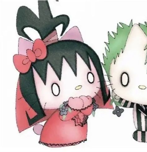 Halloween edition!! Beetlejuice Matching Pfp, Sanrio Matching Pfp, Halloween Profile Pics, Cool Pfps For Discord, Hello Kitty Pfp, Kitty Pfp, Cute Zombie, Emo Pfp, Duos Icons