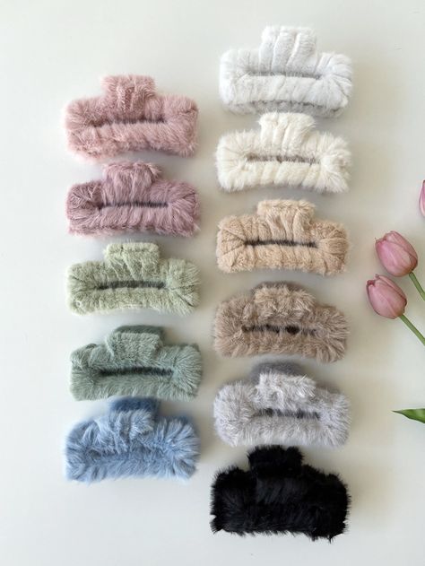 Clutcher Clip, Square Claw Clip, Kawaii Hair Clips, Fur Design, Designer Hair Accessories, Hair Tie Accessories, Luxurious Hair, Hair Accessories Collection, Hair Accessories Clips