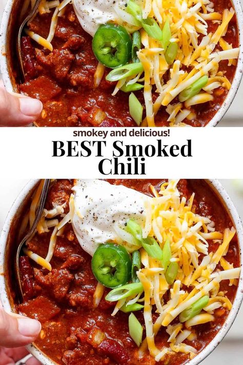 Smoked Chili - The Wooden Skillet Smoked Chilli Recipe, Smoked Chili Recipe, Wooden Skillet, Smoked Chili, Classic Chili, Gluten Free Salads, Chilli Recipes, Cozy Dinner, Chili Seasoning