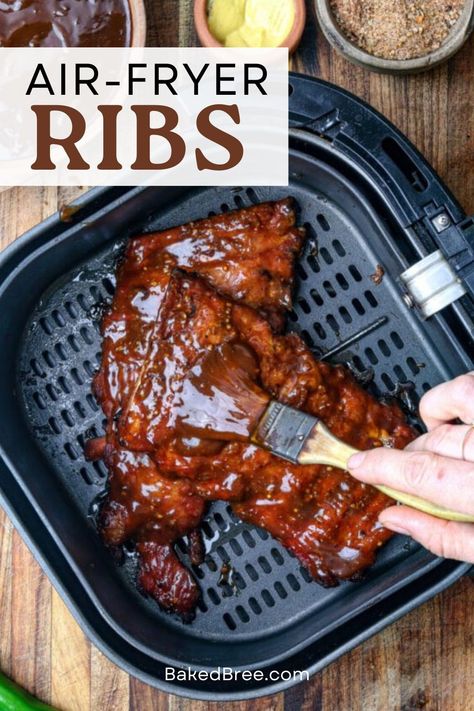 Enjoy fall of the bone goodness with this delicious recipe for Air Fryer Ribs. Super easy and hassle free. Fried Ribs Recipe, Air Fryer Ribs, Air Fryer Recipes Ribs, Air Fryer Recipes Pork, Air Fryer Recipes Snacks, How To Cook Ribs, Air Fryer Cooking Times, Pork Rib Recipes, Air Fried Food