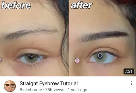 Straight Across Eyebrows, Eyebrow Straight Tutorial, How To Pluck Straight Eyebrows, Strait Eyebrows, How To Straight Eyebrows, How To Make Eyebrows Straight, Eyebrow Shaping Straight, How To Make Your Eyebrows Straight, Straight Eyebrows How To Shape