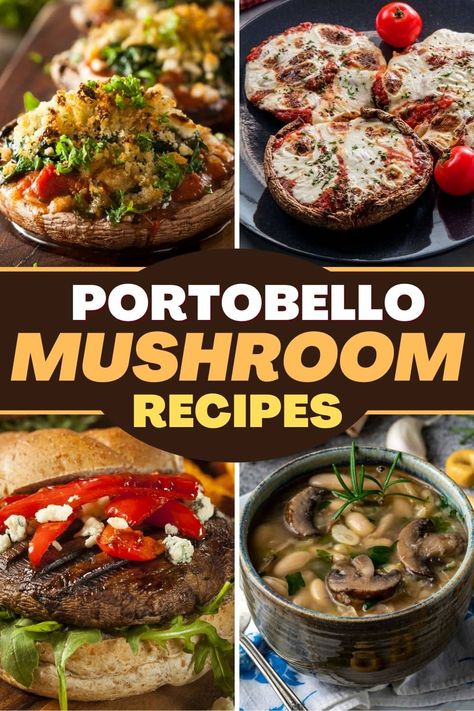 These portobello mushroom recipes are ideal for plant-based diets. From tacos to burgers, you won't believe how versatile these mushrooms can be! Low Calorie Portabella Mushroom Recipes, Large Portabella Mushrooms Recipe, Stuffed Portabella Mushrooms Healthy, Portabella Recipes, Portabella Mushroom Recipes, Mushroom Cap Recipes, Mushroom Fajitas, Portabella Mushroom Burger, Portobello Recipes