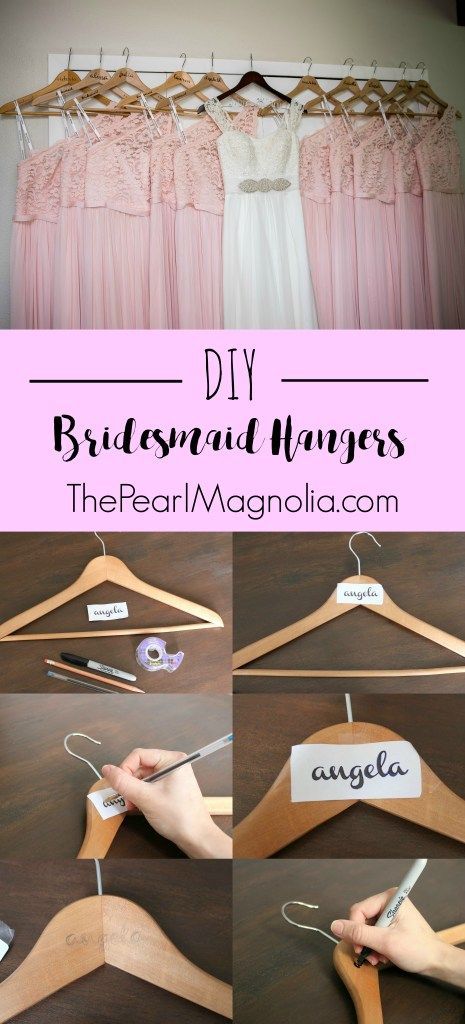 DIY Personalized Bridesmaid Dress Hangers - The Pearl Magnolia Bridesmaid Hangers Diy, Wedding Photography Ideas Bridesmaids, Diy Bridesmaid Dress, Diy Wedding Hangers, Bridesmaid Dress Hangers, Diy Bridesmaid Gifts, Bridesmaid Presents, Bridesmaid Hangers, Bride Hanger