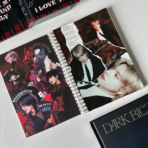 Jake Dark Blood, Enhypen Scrapbook Ideas, Enhypen Journal Ideas, K Pop Scrapbook Ideas, Txt Invitation, Kpop Album Scrapbook, Txt Scrapbook, Enhypen Scrapbook, Enhypen Journal