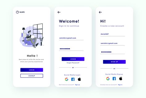 Signup & Login Screen UI Design on Behance App Log In Design, Login Page App Design, Mobile Screen Design, Log In Screen Ui, Login Page Design Mobile, Onboarding Screens Ui Design, Log In Page Design, Log In Ui Design, App Login Screen