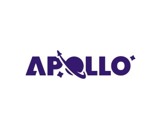 Apollo - Logo Design - Logotype, Space, Spaceship, Planet, Stars, Purple Space Logo Ideas, Planet Logo Design, Spaceship Logo, Space X Logo, Apollo Logo, Purple Logo Design, Space Logo Design, Space Branding, Travel Agency Logo