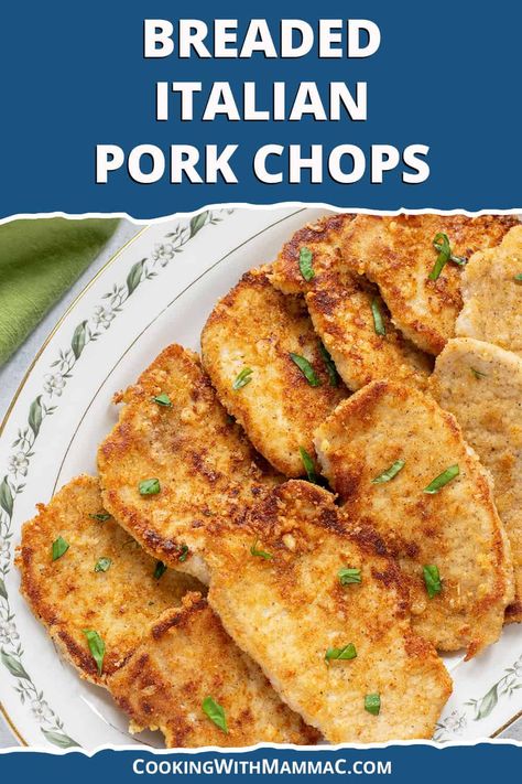 Pork Chops Breaded, Italian Breaded Pork Chops, Breaded Pork Chops Baked, Italian Pork Chops, Crusted Pork Chops, Roasted Pork Tenderloin Recipes, Oven Pork Chops, Italian Pork, Parmesan Crusted Pork Chops