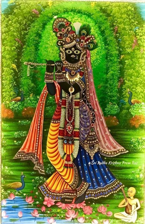 Radha Rani And Devotee, Radha Rani With Devotee, Radha Ji Painting, Shrinathji Paintings, Shri Hari, Buddhist Art Drawing, Krishna Avatar, Little Krishna, Lord Krishna Hd Wallpaper