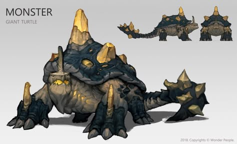 Turtle Kaiju, Stone Creature, Fantasy Turtle, Giant Turtle, Kaiju Design, Creature Fantasy, Monster Artwork, Monster Hunter Art, Creature Artwork