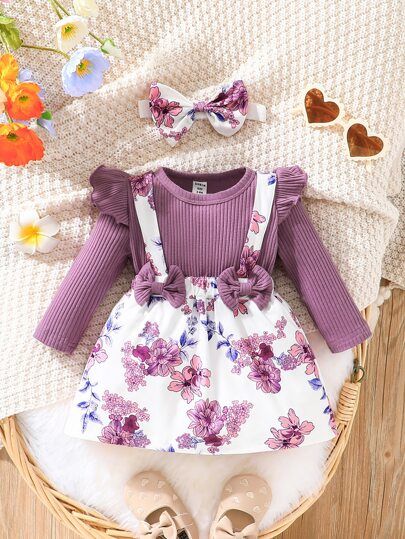 Baby Solid Cami Dress | SHEIN USA Stylish Baby Girls, Baby Mode, Bodysuit Dress, Long Sleeve Print Dress, Baby Outfits, Beauty And Fashion