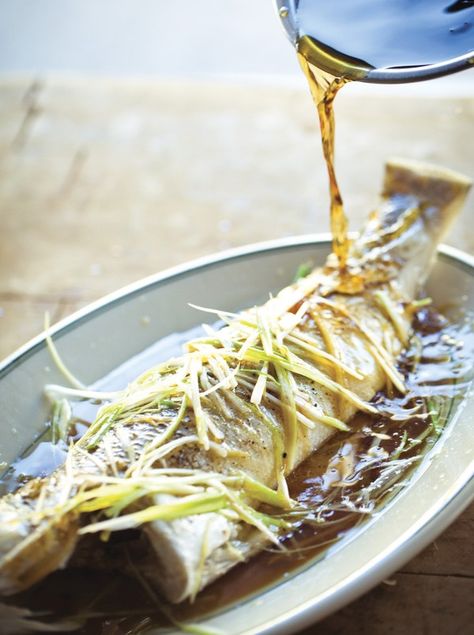 Charles Phan's Steamed Whole Fish with Ginger, Scallions, and Soy Recipe Steamed Whole Fish, Chinese Steamed Fish, Fish Benefits, Worst Cooks, Whole Fish, Mapo Tofu, Soy Recipes, Steamed Fish, Red Blood