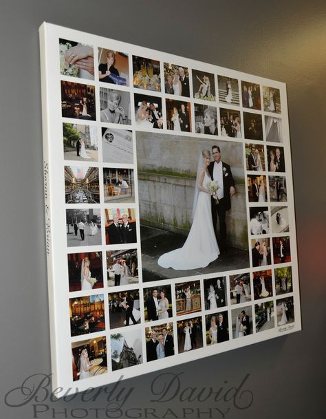 Wedding Highlight Gallery Canvas  beverlydavidphoto.com Wedding Picture Walls, Wall Art Groupings, Picture Walls, Family Gallery Wall, Frames Ideas, Diy Anniversary Gift, Wedding Canvas, Tiles Ideas, Diy Anniversary