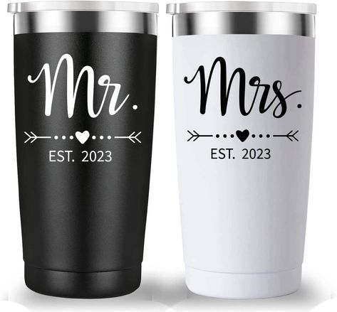 Mamihlap Mr and Mrs Est 2023 Travel Mug Tumbler.Newlyweds Couples Wife Bride To Be Newly Engaged Bridal Shower Gifts.Wedding Tumbler Idea for Bridal Showers Engagement.(20oz Black&White) Wedding Tumbler, Thanksgiving Travel, Chirstmas Gift, Mug Tumbler, Christmas D, Newly Engaged, Wedding Gifts For Couples, Bride To Be, Gifts Wedding