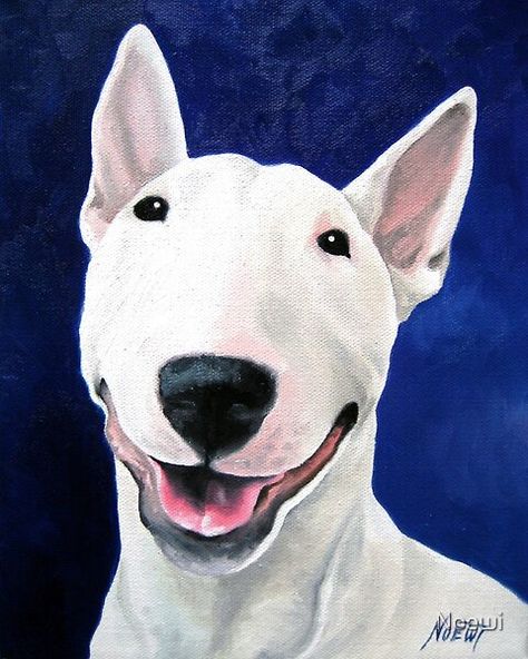 Retrato de bull terrier inglés blanco con una sonrisa increíble :-) Óleo sobre lienzo 8 "x10". Acepto comisiones por retratos de mascotas. Póngase en contacto conmigo para obtener más información si está interesado. Bull Terrier Art, English Bull Terrier, Puppy Portraits, Bully Dog, English Bull Terriers, Smiling Dogs, Bull Terrier Dog, English Bull, Dog Paintings