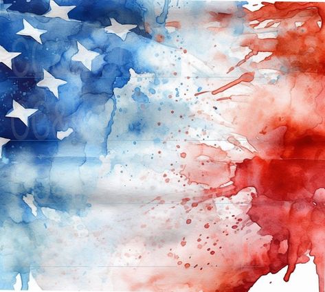 Americana Watercolor, Patriotic Art Ideas, Patriotic Watercolor, Pastel Pictures, America Drawing, Watercolor American Flag, America Illustration, Seasonal Artwork, Bookmark Images