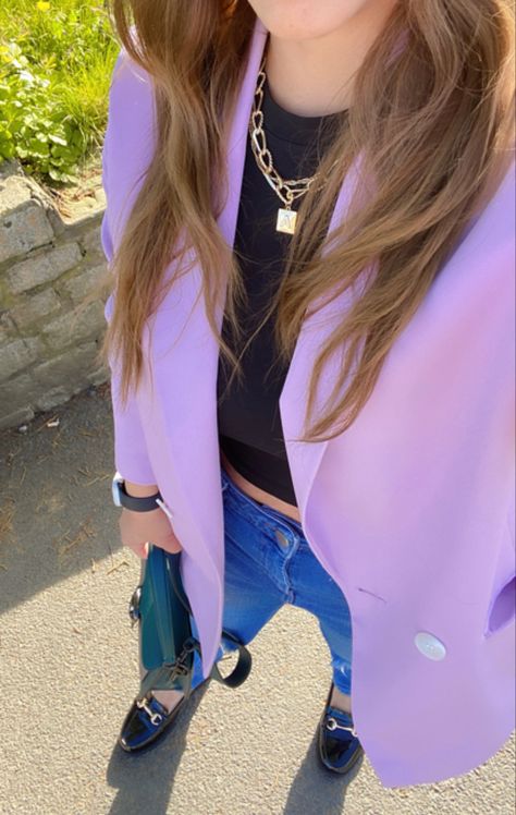 Lilac Blazer, Outfit Verano, Purple Blazer, Spring Work, Midsize Style, Spring Work Outfits, Blazer Outfits, Oversized Blazer, Blazer Fashion