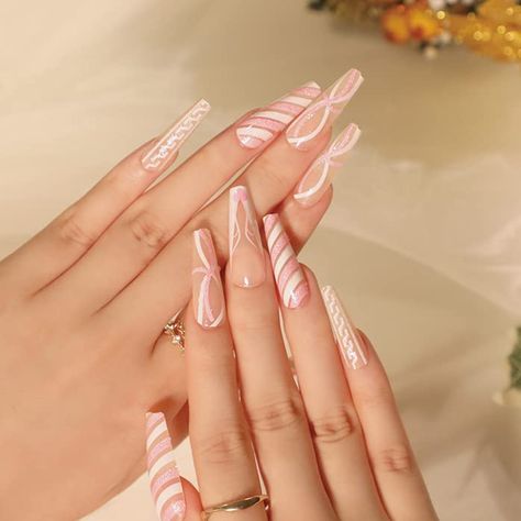 Nail Art Paillette, Glitter Rosa, Nagel Tips, Manicure Diy, Fake Nails With Glue, Nail Forms, Stick On Nails, Nailed It, Christmas Nail