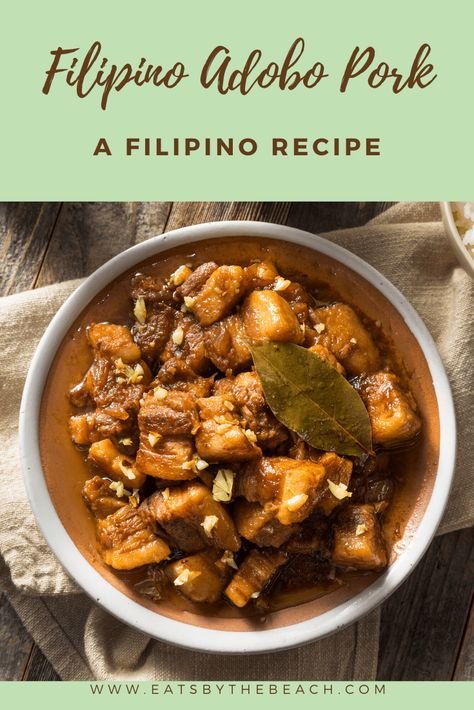 FILIPINO ADOBO PORK - A Filipino recipe - Eats by the Beach Chicken Pork Adobo Recipe, Recipes With Pork Chunks, Salad Pasta Recipes, Adobo Pork, Pork Chunks, Best Filipino Recipes, Pork Adobo Recipe, Phillipino Food, Filipino Adobo