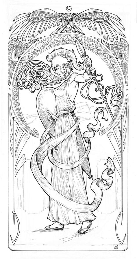 Tattoo Ideas Male, Athena Tattoo, Tattoo Ideas Males, Kunst Tattoos, Art Nouveau Illustration, Mythology Tattoos, Greek Mythology Art, Tattoo Arm, Desenho Tattoo