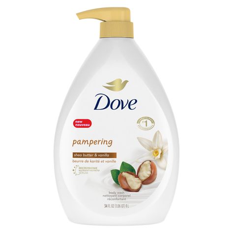 Pampering Body Wash with Shea Butter & Warm Vanilla | Dove Dove Pampering, Dove Purely Pampering, Shea Butter Body Wash, Sensitive Body Wash, Body Wash For Dry Skin, Sensitive Skin Body Wash, Liquid Body Wash, Pamper Skin, Vanilla Body Wash