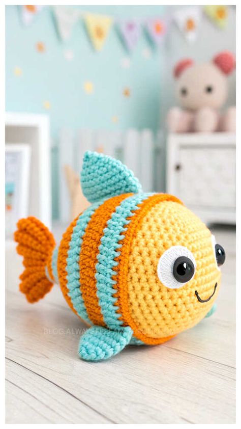 Variegated Yarn Amigurumi, Crochet Bass Fish Pattern Free, Amigurumi Toys Free Pattern, Fish Amigurumi Free Pattern, Crochet Fish Pattern Free, Crochet Plushies Pattern, Crocheted Fish, Amigurumi Fish, Crochet Fish Patterns