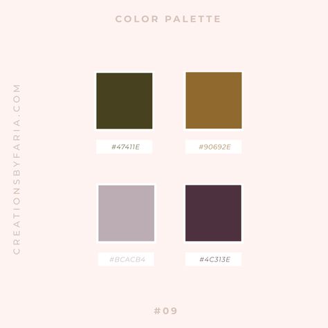 Vibrant and modern olive green, vintage gold and plum color palette | Creations by Faria | Squarespace website design | #purple #vintage #lilac #rustic #feminine #colorinspiration #deeptones #whatcolorgoeswitholivegreen Olive And Lilac Color Schemes, Olive Purple Color Palette, Green And Purple Branding Color Palette, Plum And Green Color Palette, Green Lilac Color Palette, Plum Color Palettes, Plum Color Scheme, Green Color Palettes, Plum Color Palette