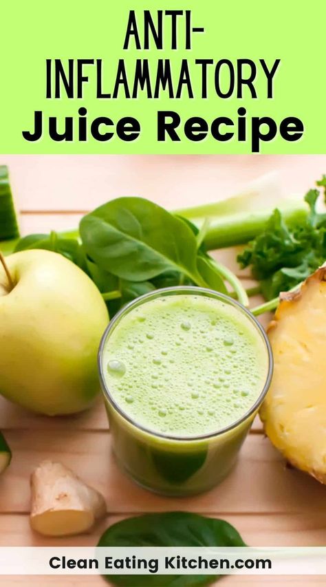 This Anti-Inflammatory Juice Recipe is tasty and refreshing. It’s made with inflammation-fighting ingredients like turmeric, ginger, and pineapple. Serve this green juice with breakfast or between meals. Make this detox juice recipe in a juicer or a blender and be sure to add it to your easy juicing recipes for cleansing or for daily consumption. Easy Juicing Recipes, Inflammation Juice, Cold Pressed Juice Recipes, Recipe With Ginger, Healthy Juice Drinks, Anti Inflammation Recipes, Detox Juice Recipes, Juicer Recipes, Healthy Juice Recipes