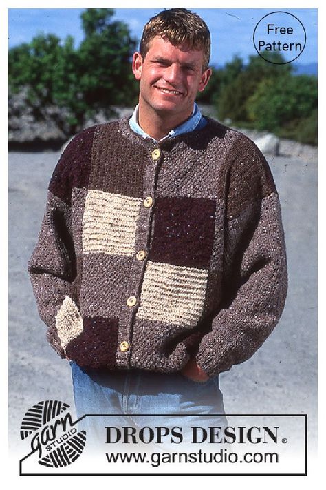 Patchwork Men's Jacket Free Knitting Pattern Knitted Jacket Men, Mens Sweater Pattern Knitting, Knitted Cardigan Men, Crochet Cardigan Men, Crochet Sweater Men, Men's Crochet Sweater, Mens Knitted Cardigan, Knitted Fashion, Crochet Men