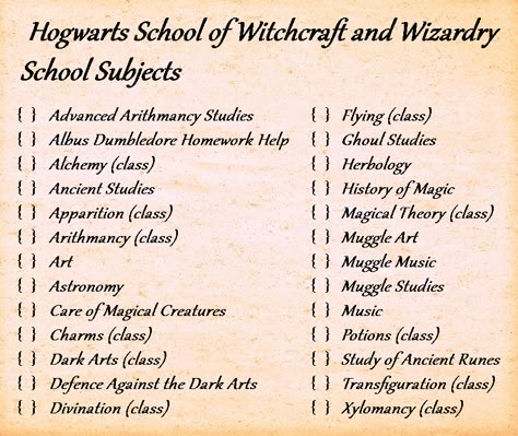 Hogwarts subjects by cecilie2026 on DeviantArt Hogwarts Subjects, Harry Potter Script, Harry Potter Classes, Hogwarts Classes, Harry Potter Journal, Imprimibles Harry Potter, Harry Potter School, Stile Harry Potter, Harry Potter Classroom