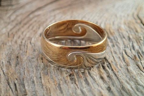 Rose Gold and White Gold Narrow Wave Ring | Etsy Wax Carved Ring, Carved Ring, Wax Carving, Syracuse Ny, Wave Ring, Wax Casting, Lost Wax Casting, Star Ring, Ring Sizer