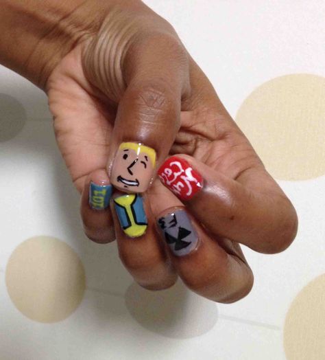 #Fallout Nails Fallout Nails, Video Game Nails, Game Nails, Fallout 4 Mods, Themed Nails, Fall Out 4, Geek Games, Up Costumes, Fallout 4