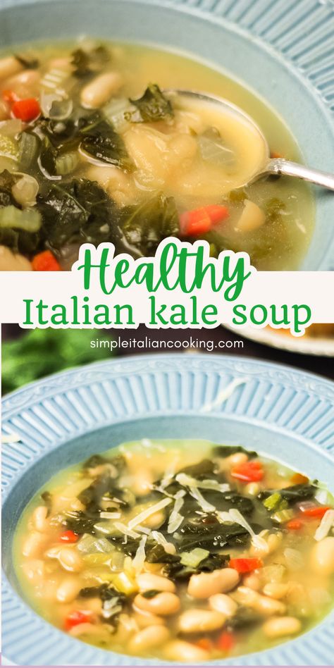 Creamy Kale Soup Recipes, Easy Kale Soup, Italian Kale Soup, Tuscan White Bean Soup With Kale, Tuscan White Bean And Kale Soup (ribollita), Kale Soup Recipes, Italian Soup Recipes, White Bean Recipes, Healthy Italian