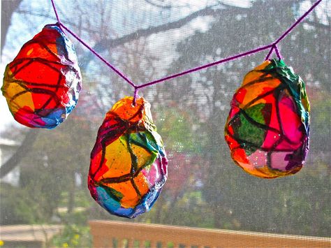 Growing A Jeweled Rose: 100 Things You Can Purchase from the Dollar Tree and Use in Play Chrysalis Craft, Tissue Paper Lanterns, Butterfly Chrysalis, Funny Ideas, Scribble Art, Paper Mache Crafts, Egg Crafts, Egg Shape, Preschool Art