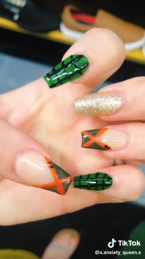 Bakugo Nails, Deku Nails, Bakugou Nails Art, Anime Nails, Matte Nails Design, Nail Art Videos, Body Hacks, Simple Acrylic Nails, Cute Acrylic Nail Designs