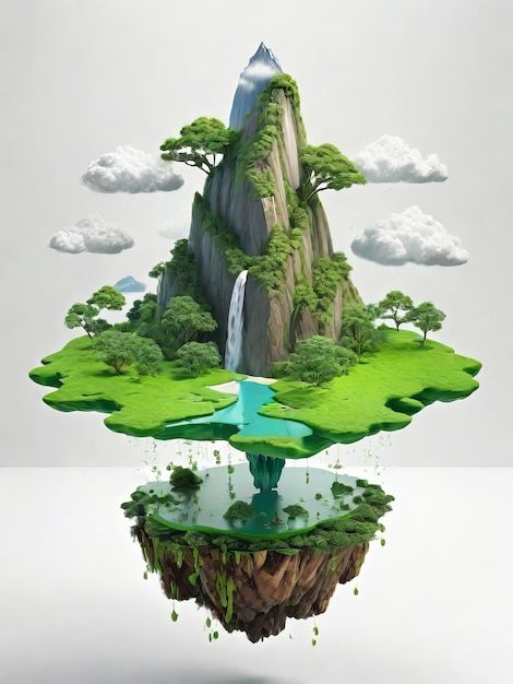 Photo free waterfall floating islands a ... | Premium Photo #Freepik #photo Floating Islands, Floating Island, Landscape Illustration, Card Banner, Poster Invitation, Cartoon Clip Art, Nature Travel, Premium Photo, Textures Patterns