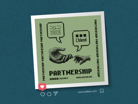 Social Media Poster: Partnership by Mohamed Belfqih Social Media Design Ideas, Social Media Poster Design, Media Poster Design, Post Design Ideas, Blouse Design Ideas, Social Media Packages, Flyers Design, Media Poster, Saree Blouse Design