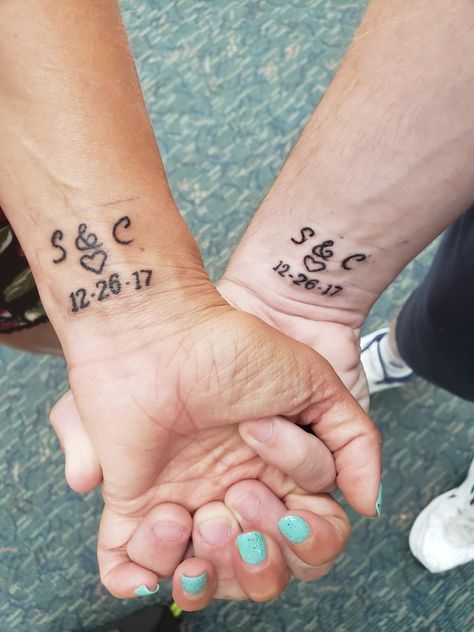 Our wedding date tattoo❤ Couple Date Tattoo Ideas, Couples Date Tattoos, Wedding Anniversary Tattoo Ideas Dates, Tattoo Anniversary Date, Matching Date Tattoos, Anniversary Tattoo Ideas Marriage, Anniversary Date Tattoo Ideas, Anniversary Date Tattoo, Wedding Date Tattoo Ideas