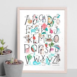 Abc Illustration, Stylish Children, Children Wall Art, Alphabet Art Print, Kids Alphabet, Coastal Art Prints, Animal Wall Decals, Abc For Kids, Abc Alphabet