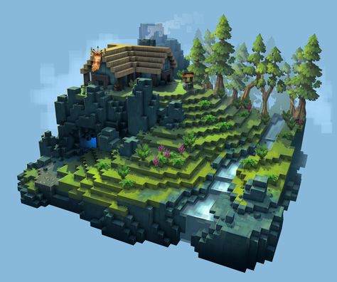 ArtStation - Environment Concept, Bryn Williams Minecraft Environment, Voxel Games, Minecraft Building Guide, Minecraft Structures, Minecraft Medieval, Minecraft Construction, Isometric Art, Isometric Design, Minecraft Blueprints