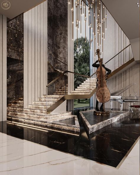 Step into a world of elegance with this entryway designed by @mai_saad_designs. The luxurious staircase and meticulous attention to detail create an inviting yet grandiose space. Follow @luxxumoderndesignliving for more daily inspirations! #lifestylebyluxxu #entrywaydesign #luxuryliving #covethouse #interiordesign #homedecor #luxuryhomes #designinspiration #luxurylifestyle #luxurylistings #luxuryliving #luxuryrealestate #luxuryrealtor #millionaire #milliondollarlisting #modernhome #mansion ... Luxurious Staircase, Luxury Houses Entrance, Luxury Stairs, Foyer Ideas Entryway, Staircase Interior Design, Luxury Staircase, Staircase Designs, Elevator Interior, Entryway Modern