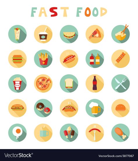 Flat Design Icon, Restaurant Icon, Food Icon, Flat Design Icons, Icon Sets, Flat Design Illustration, Flat Icons Set, Flyer Design Inspiration, Fairy Party