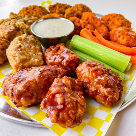 Vegan Wings, Grilled Chicken Tenders, Boneless Wings, Honey Bbq Sauce, Vegan Worcestershire Sauce, Buffalo Wild, Buffalo Wild Wings, Honey Bbq, Vegetarian Options